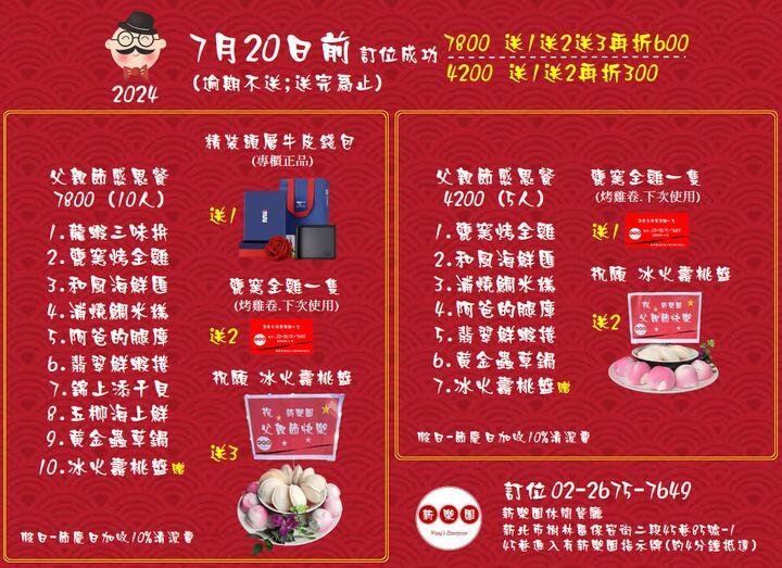 新樂園休閒餐廳 - 2024父親節 回饋送